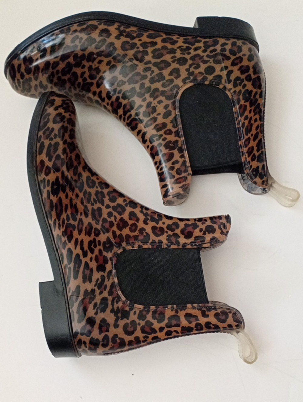 Joe Fresh Leopard Print Ankle Rain Boots - Brown and Black Women's Size 10